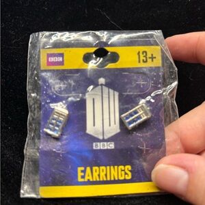 BBC Blue TARDIS Earrings NWT